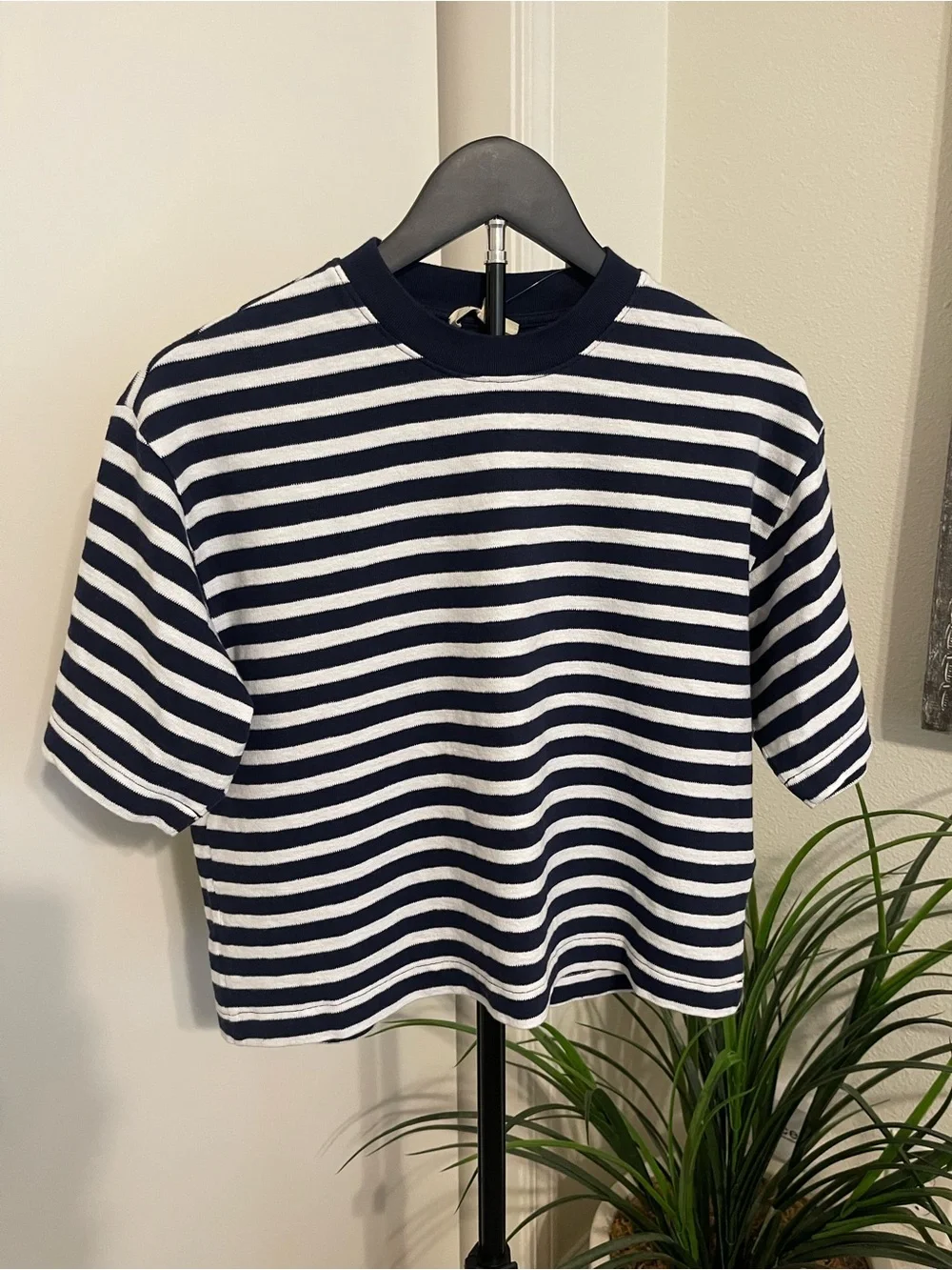 Madewell Navy & White Striped Boxy Tee - Picture 2 of 6